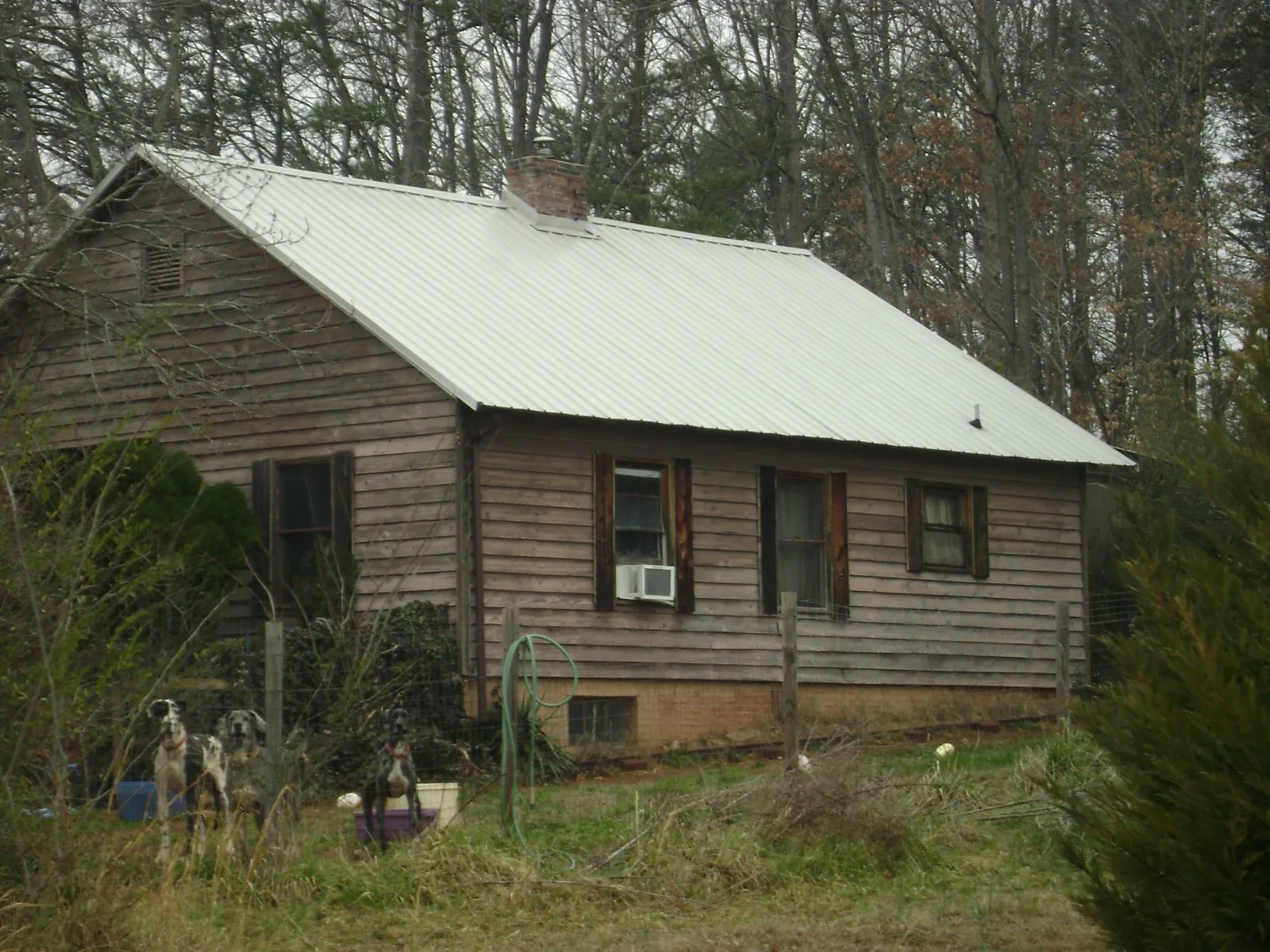 White metal roof on an old wood sided farmhouse, from a Metal Roof Installation job in Sophia